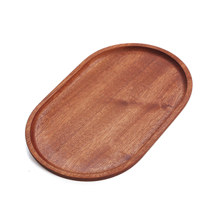 乌檀木托盘实木长方形家用餐具茶水杯盘椭圆形碟西餐圆形盘子干泡
