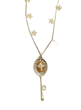 法式高级感轻奢花朵钥匙项链