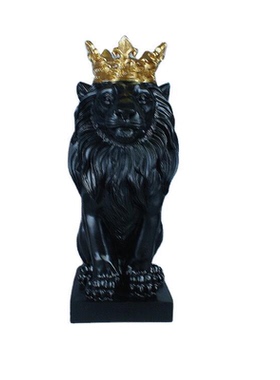 北欧简约黑白树脂皇冠狮子摆件