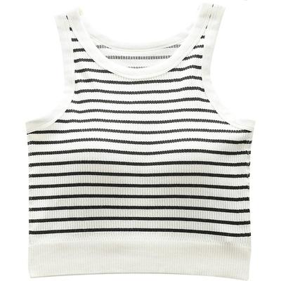 畹町带胸垫针织条纹背心