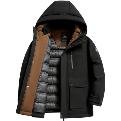 雪中飞时尚中青年冬季连帽羽绒服