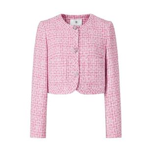 商场同款  摩萨克春装彩纱粗花呢小香风编织西装外套女