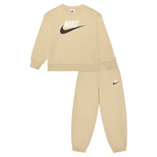 耐克幼童柔软加绒圆领上衣和长裤套装冬季新款男女童NIKE JF5730