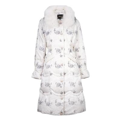 【狂欢直降】M STAR冬季毛领长款印花鹅绒羽绒服女款收腰加厚保暖