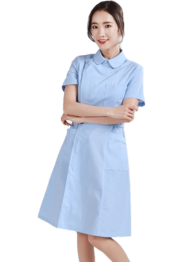 护士服夏装女白蓝绿色修身美容