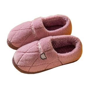棉拖鞋女包跟秋冬季家用保暖居家室内毛绒防滑可爱软底月子鞋冬天
