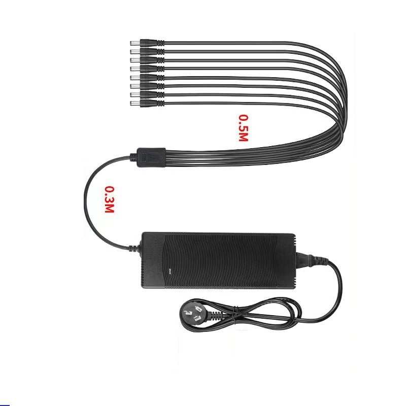 监控摄像机电源12V5A8A10A15直流一拖八多路集中供电源通用