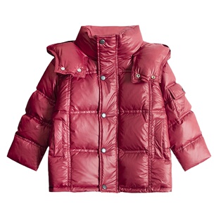 儿童亮面羽绒服2024中大童男童女童加厚外套免洗三防极寒冬季红色