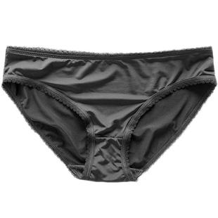 夏季薄款简约冰丝内裤女无痕透气丝滑蕾丝中低腰三角裤速干大码黑