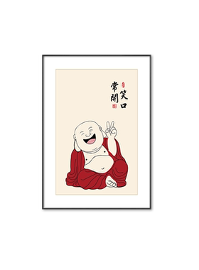 笑口常开弥勒佛装饰画禅意挂画