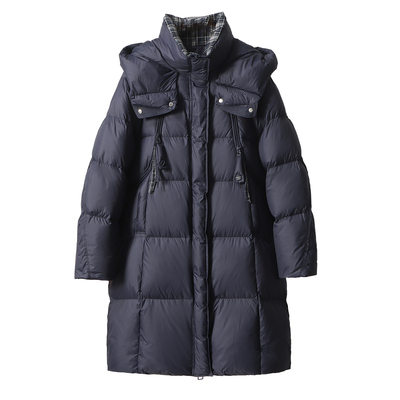 羽绒服女中长款加厚2025冬季新款韩版宽松东北白鸭绒外套连帽过膝