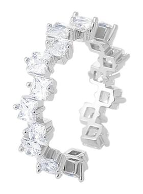 2024年新款方糖错位方形戒指简约气质时尚通勤轻奢个性开口戒指女