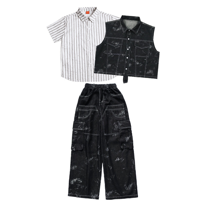 街舞儿童潮服潮流男童套装少儿架子鼓表演服hiphop男孩舞蹈演出服