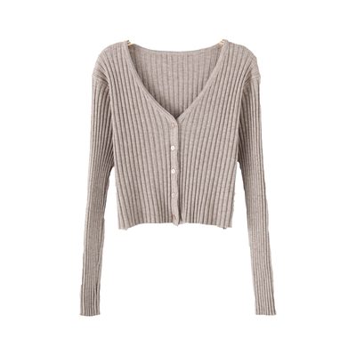 黑色超短款v领针披肩针织外套