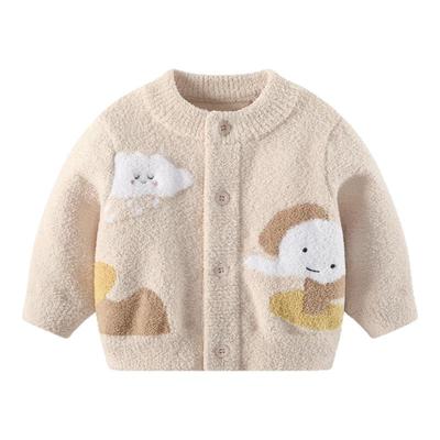 婴儿毛衣宝宝半边绒加厚针织上衣