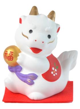 药师窑陶瓷锦彩招福龙年摆件