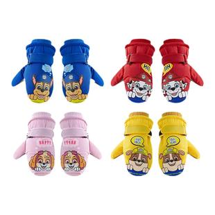 汪汪队儿童保暖手套男童男孩冬天加绒滑雪手套玩雪女童防水骑行