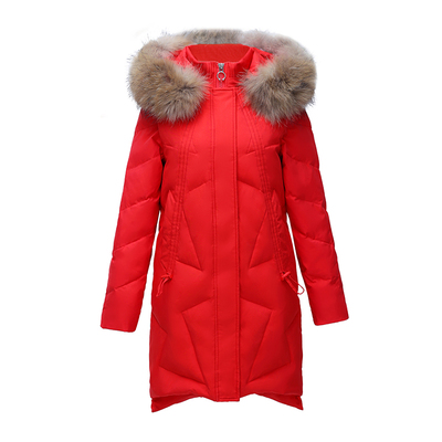 正品清仓雅鹿中长款羽绒服真毛领