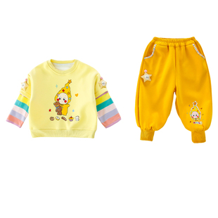 小女孩巨好看春装洋气套装女宝宝星星人卡通休闲卫衣两件套女童秋