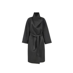 绫致ONLY2025秋季新款含绵羊毛双面呢荡领中长款毛呢大衣女