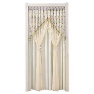 透光不透人纱帘法式复古蕾丝门帘隔断帘免打孔遮挡帘装饰挂帘防蚊