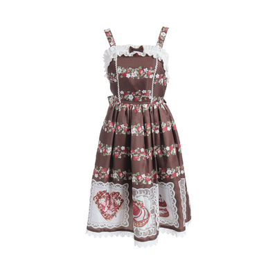 axesfemme焗烤浆果印花短吊带裙