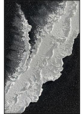纯手绘客厅玄关海浪可定制装饰画