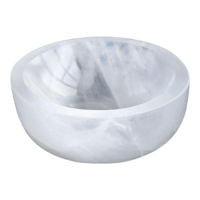 天然白水晶碗摆件胶花石头碗