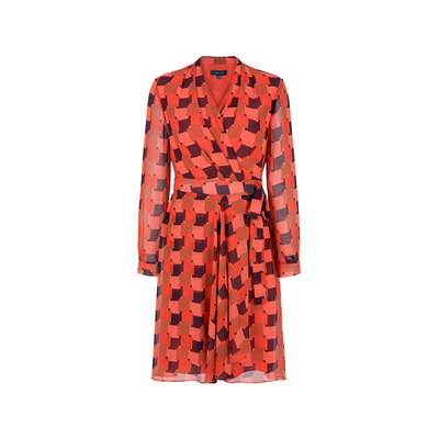 MARYLING深V领印花连衣裙