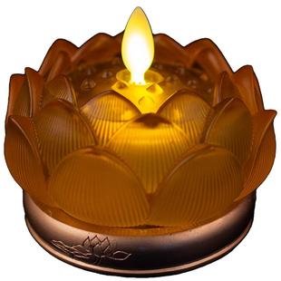 莲花电子蜡烛灯LED家用电池仿真酥油灯供佛无烟长明灯仿古法琉璃