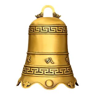 纯黄铜铃铛挂件风铃光面六字真言铜钟大号家用古建屋檐凉亭门饰