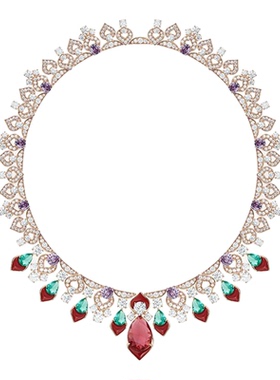 法式复古宫廷风人工彩色红宝石晚宴礼服项链新娘结婚晚装锁骨链女