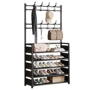 鞋帽一体鞋架多层简易鞋架入户门简约衣帽架挂衣架玄关卧室收纳架
