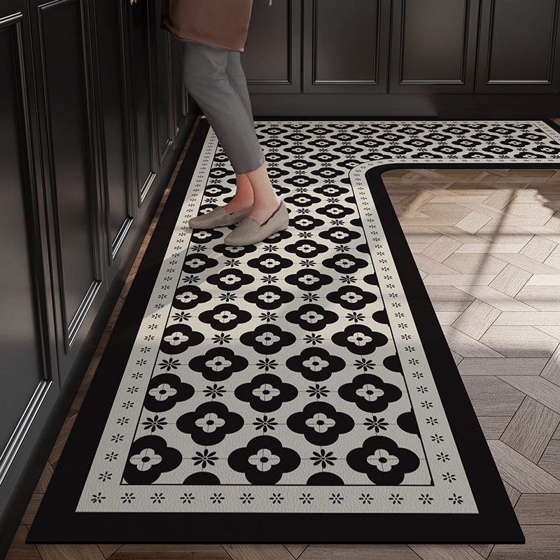 法式L型厨房地垫整条可擦免洗吸水防油整铺脚垫藻泥防滑专用地毯