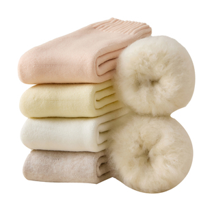 发热袜子女款秋冬加绒加厚中筒袜美利奴羊毛袜东北保暖石墨烯长袜