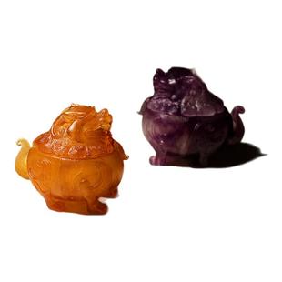 里作古法琉璃香炉狻猊炉家居摆件盘香香器迷你高端熏香炉香道器具