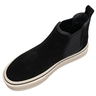 翻毛皮休闲高帮皮鞋男款冬季加绒保暖棉鞋日常百搭套筒厚底马丁靴