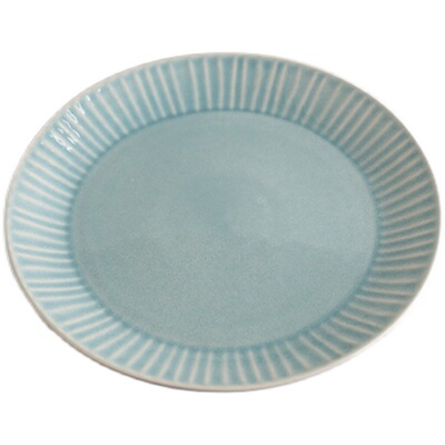 出口蓝绿色经典条纹平盘餐盘子