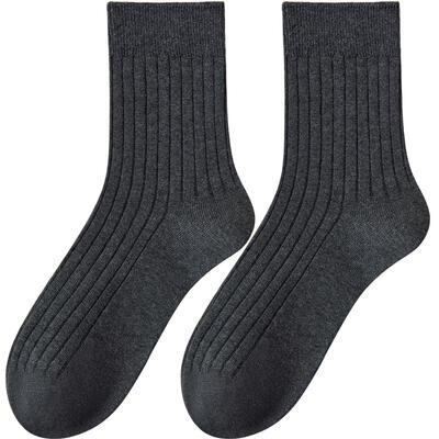 双针男士中筒袜纯棉防臭吸汗