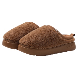 毛毛棉拖鞋女静音秋冬季2025新款居家室内加绒毛保暖外穿防滑厚底