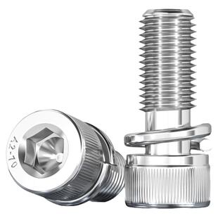 304不锈钢DIN912圆柱头内六角弹垫二组合螺丝钉M2M3M4M5M6M8M10mm