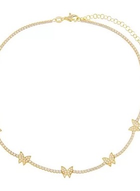 for angel / 欧美ins少女绝美超仙蝴蝶叠戴组合18K金色锁骨链项链