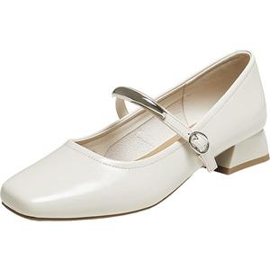 百思图2025秋季商场新款法式玛丽珍鞋小皮鞋浅口女单鞋B5282CQ5