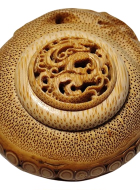 天然竹根雕小香囊玉竹雕把玩挂件