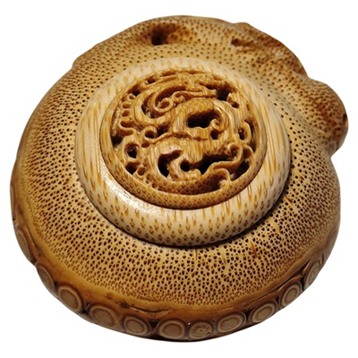 天然竹根雕小香囊玉竹雕把玩挂件