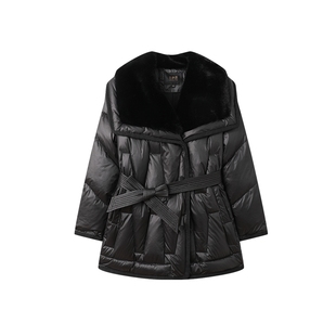 白鹿语大翻领收腰加厚羽绒服2024秋冬款优雅气质设计感鸭绒外套