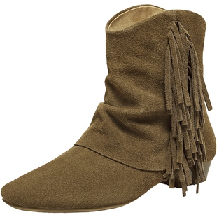 TATA他她靴子2025冬季粗跟瘦瘦靴时装靴女堆堆靴复古短靴YXD01DD5