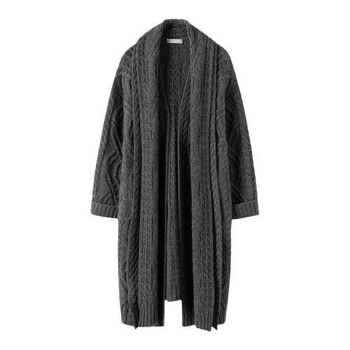 萨琪尼懒懒冬日’100%山羊绒1500g左右针织围巾中长外套两件套