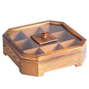 2025新年糖果盒干果分格盘实木果盘客厅茶几家用零食盘干果盒餐具