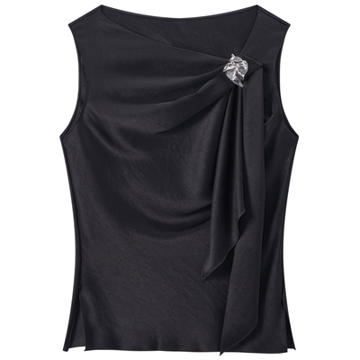 COMME MOI吕燕设计师款女三醋酸双面缎无袖背心上衣